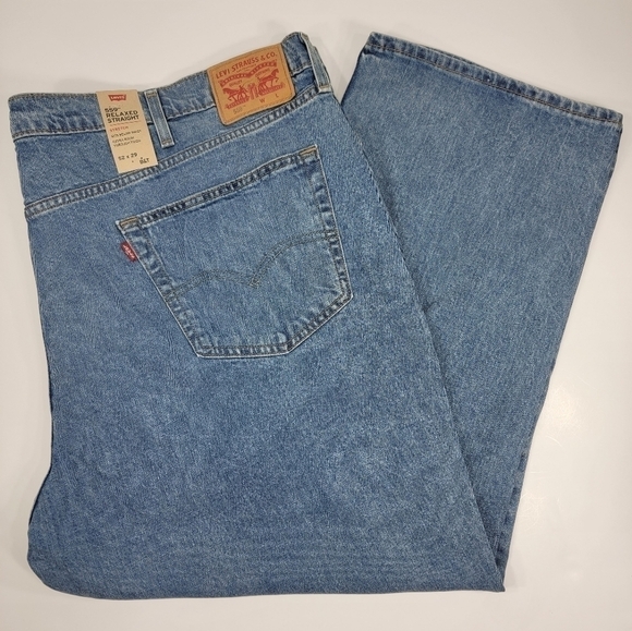 NEW LEVIS BIG & TALL 559 RELAXED STRAIGHT STRETCH JEANS 52X29 MEDIUM WASH NWT - Picture 1 of 10